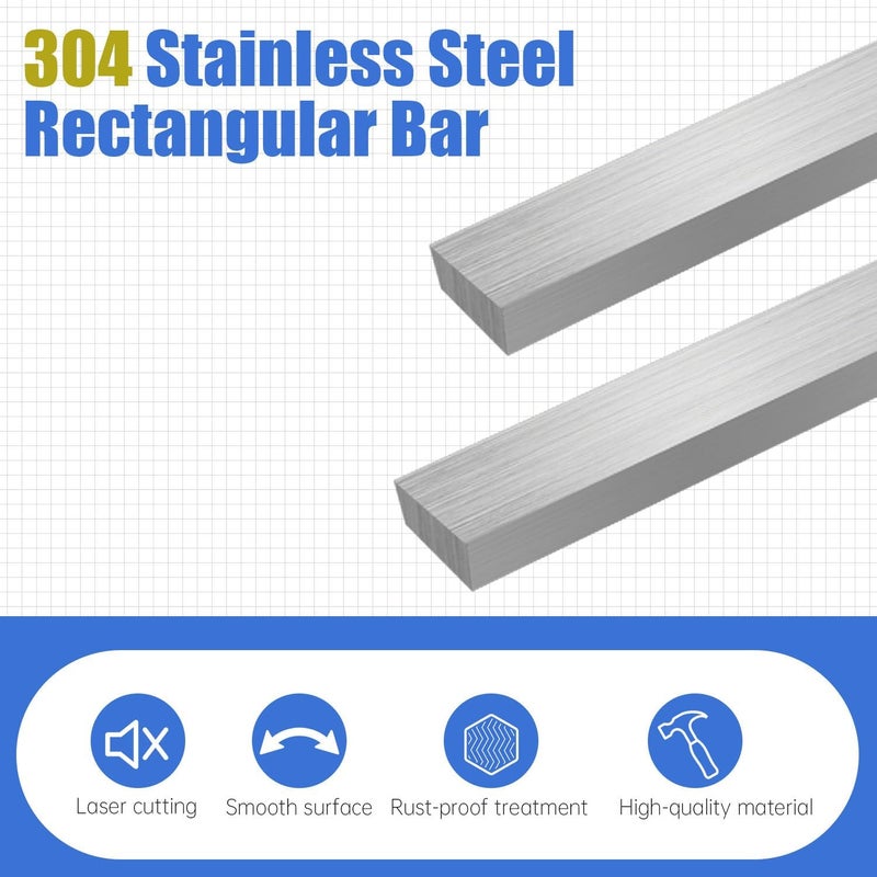 SUNKOO 304 Stainless Steel Flat Bar 2PCS, 5/16" Thick 2-3/8" Wide 8" Long, Brushed Finish, Durable Versatile Trim Strips, Easy to Shape for DIY Craft Making, Industrial Edging and Workshop Projects - Image 3